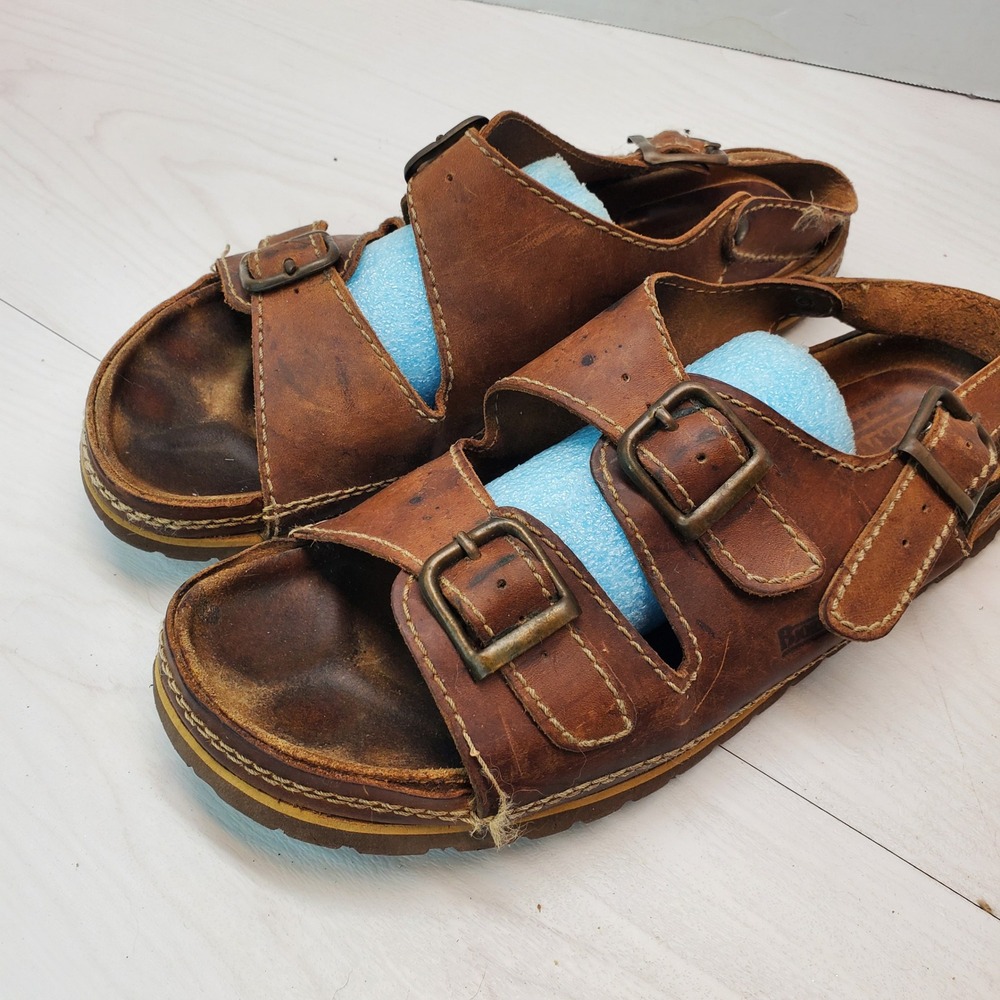 Bjorndal Mens Brown Leather Multi Strap Buckle Sandals Size 13 Rugged‎ Gorpcore